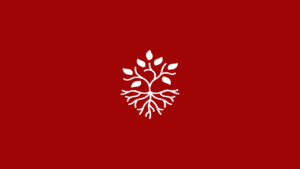 Símbolo da MATRIA em branco sobre fundo vermelho