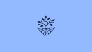 Símbolo da MATRIA em azul-marinho sobre fundo azul-claro