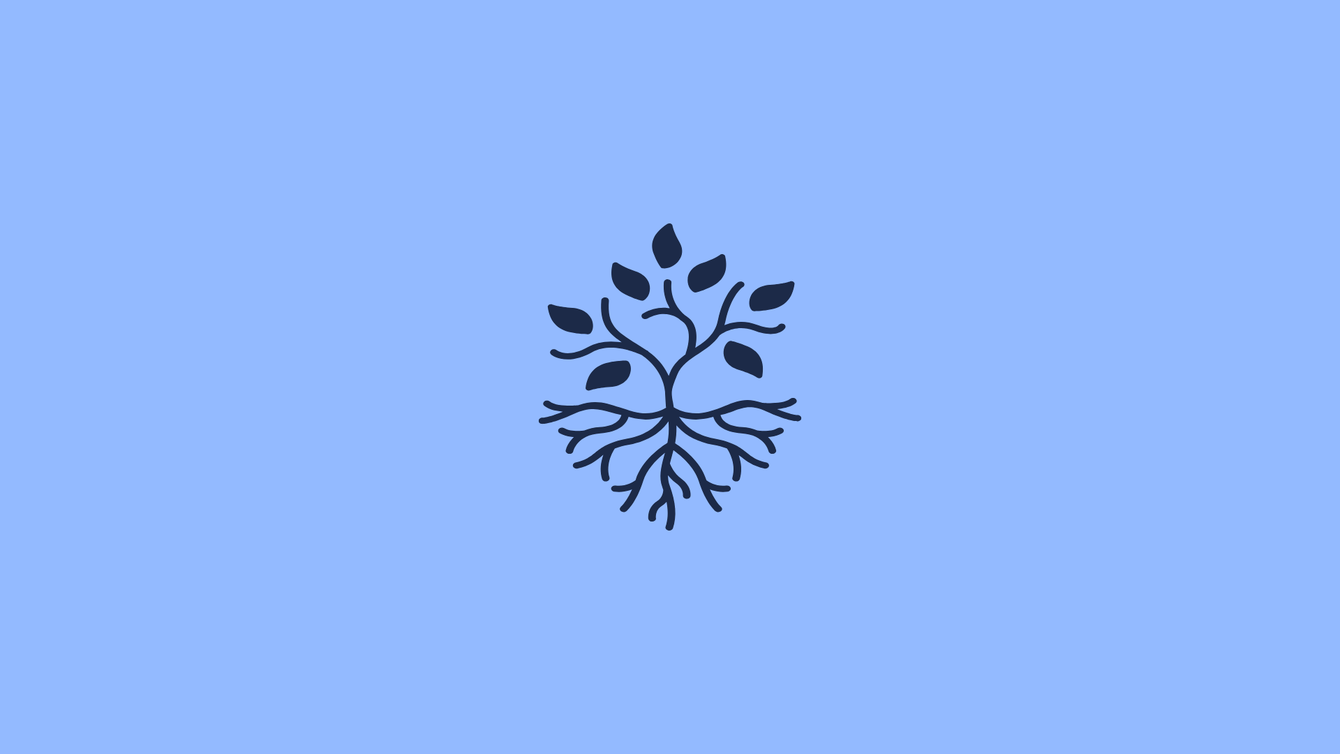 Símbolo da MATRIA em azul-marinho sobre fundo azul-claro