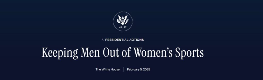 Imagem da ordem executiva americana Keeping Men Out of Women's Sports