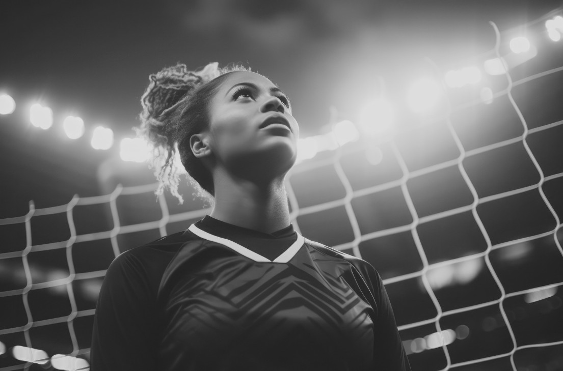 Foto de mulher jogando futebol para postagem sobre patrocínio da MATRIA ao time feminino de futebol amador Leoas