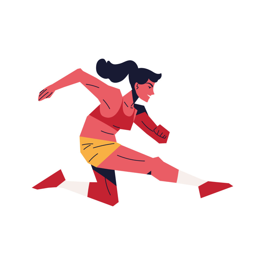 Ilustração de mulher praticando esporte para postagem sobre relatório de Reel Alsalem relatora da ONU sobre esportes femininos