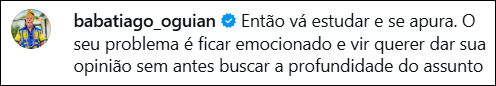Sequência de comentários com linguagem considerada misógina em discussão religiosa