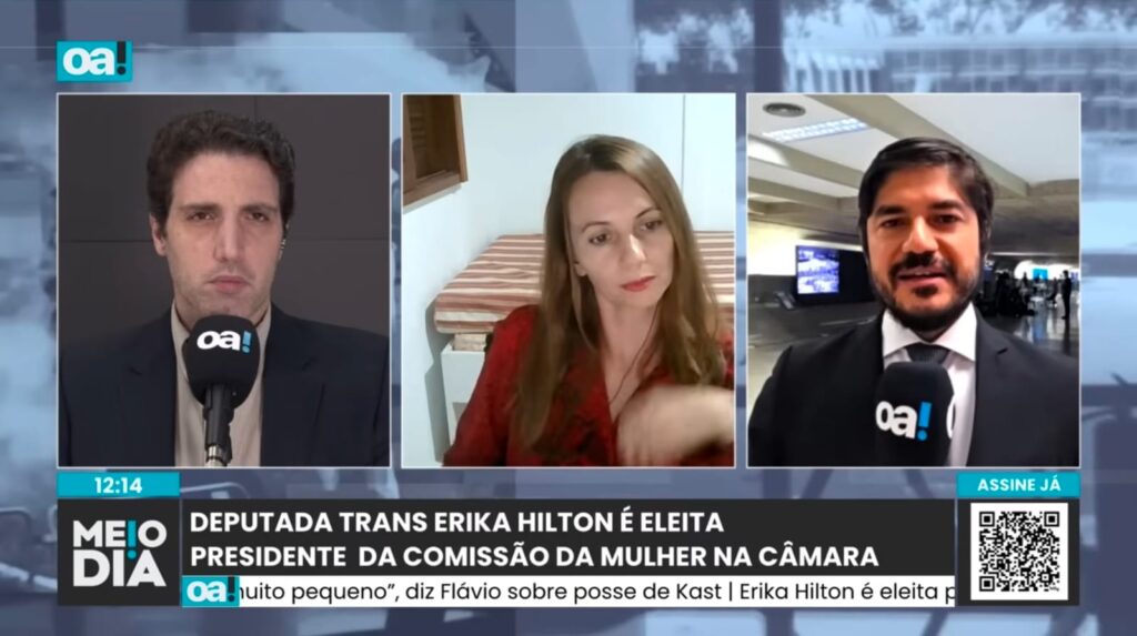 Celina Lazzari, diretora da MATRIA, em entrevista ao vivo para Meio dia em Brasília, programa do Portal O Antagonista