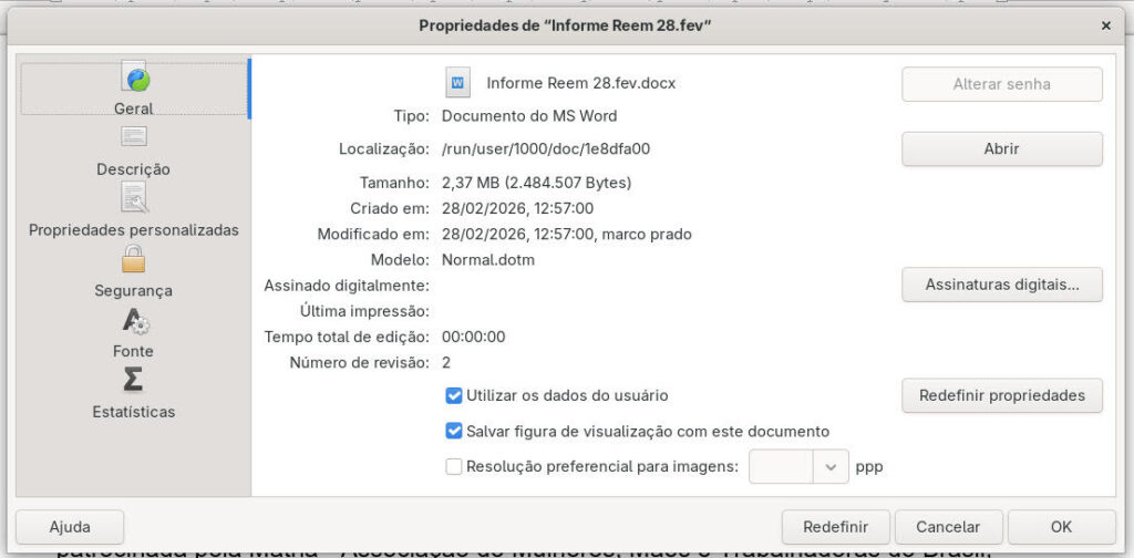 Autoria do documento contra Reem Alsalem, por Marco Aurelio Prado