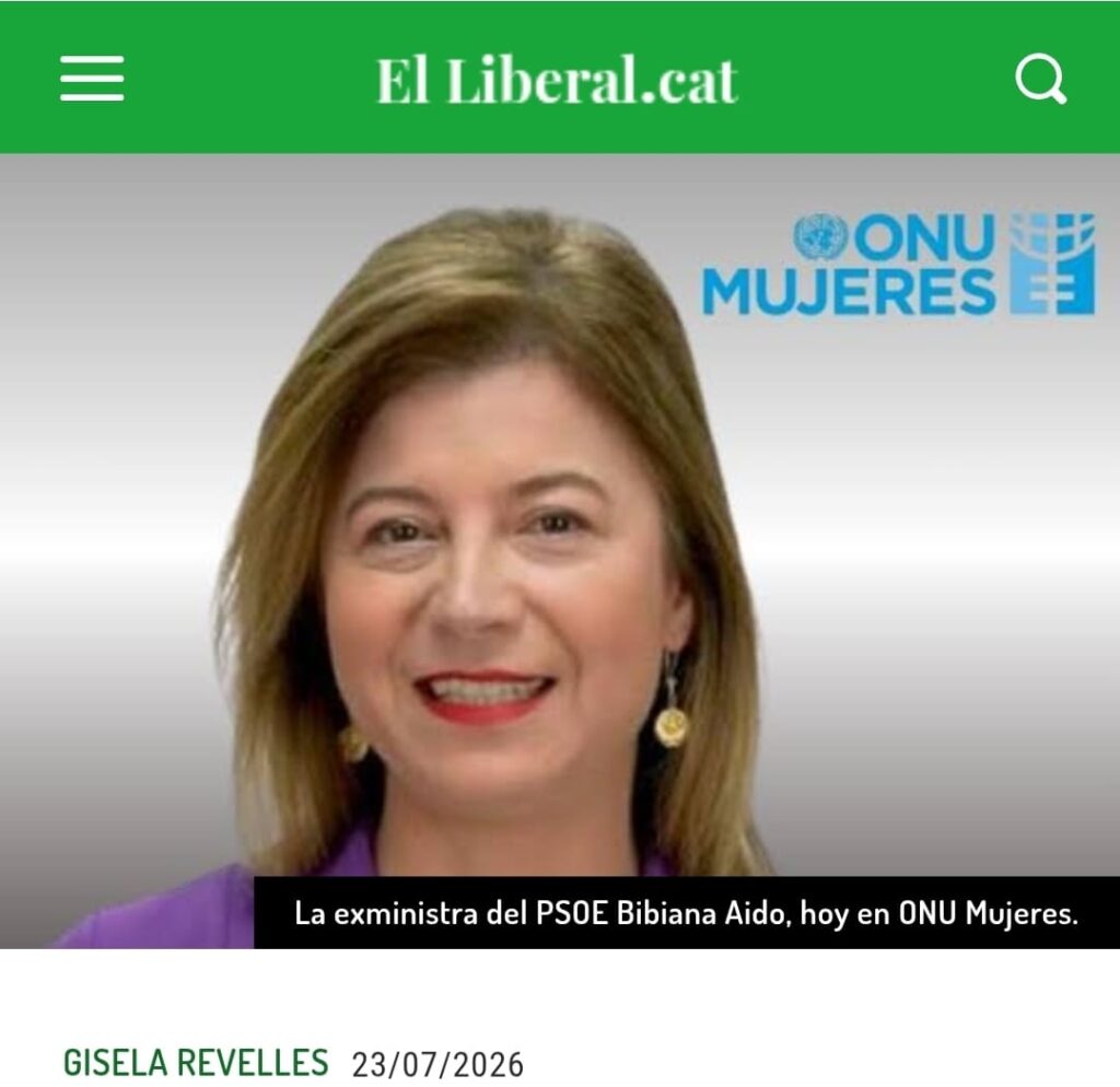 Manchete jornal chileno El Liberal sobre perseguição da ONU Mulheres a Reem Alsalem